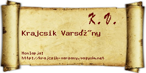 Krajcsik Varsány névjegykártya